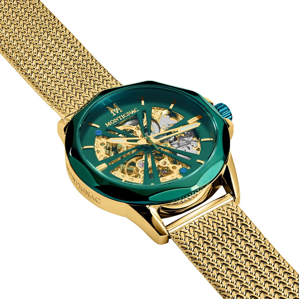 Montre Montignac Round Auto Vert - Id&eacute;es cadeaux Homme | Histoire d&rsquo;Or