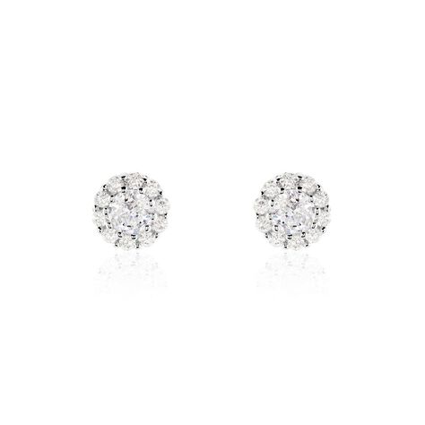 Boucles D'oreilles Puces Argent Blanc Fulp Oxydes De Zirconium - Boucles d'oreilles fantaisie Femme | Histoire d’Or