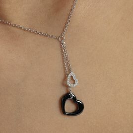 Collier Anissa Argent Blanc Céramique Et Oxyde De Zirconium - Colliers Coeur Femme | Histoire d’Or