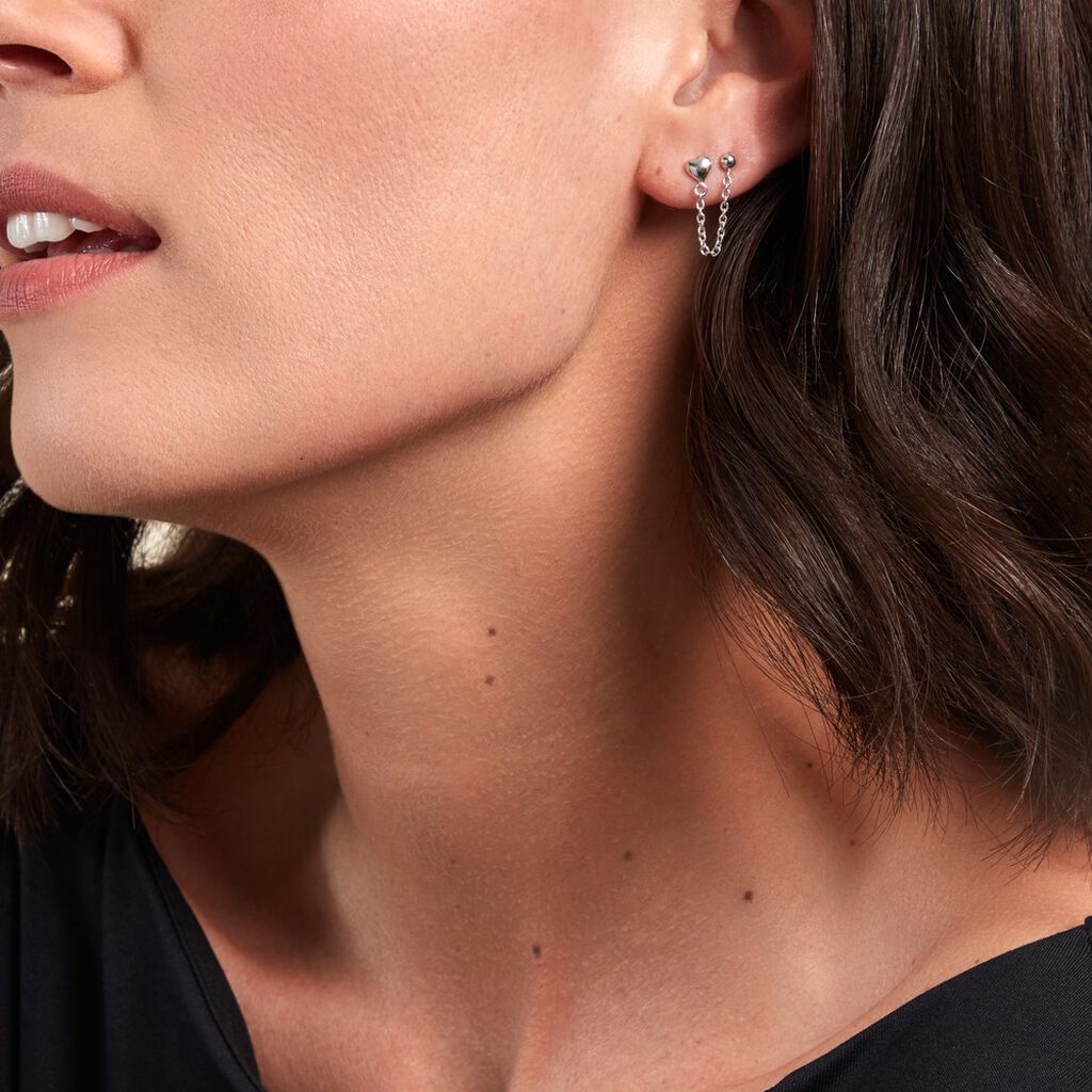 Boucles D'oreilles Pendantes Honor Argent Blanc - Boucles d'oreilles fantaisie Femme | Histoire d’Or