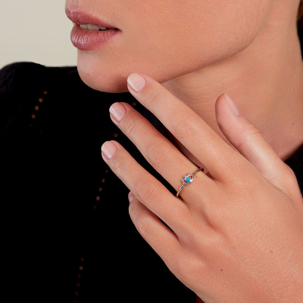 Bague Pernelle Argent Blanc Turquoise - Bagues solitaires Femme | Histoire d’Or