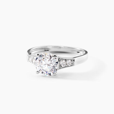 Bague Ivonne Or Blanc Oxyde De Zirconium - Bagues solitaires Femme | Histoire d&rsquo;Or