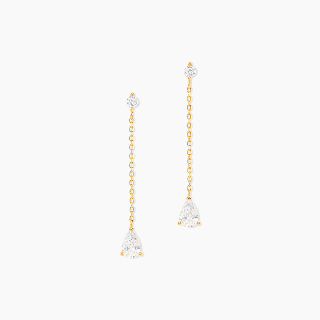 Boucles D'oreilles Pendantes Regane Or Jaune Oxyde De Zirconium - Boucles d'oreilles pendantes Femme | Histoire d&rsquo;Or