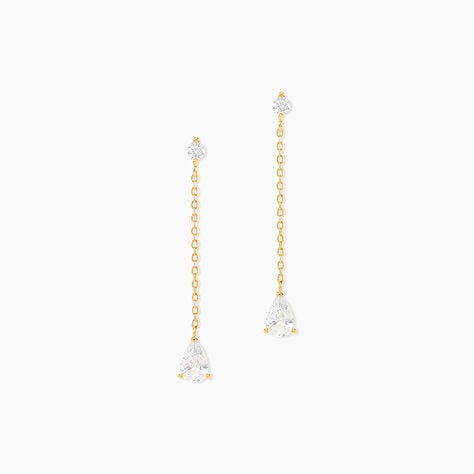 Boucles D'oreilles Pendantes Regane Or Jaune Oxyde De Zirconium - Boucles d'oreilles pendantes Femme | Histoire d&rsquo;Or
