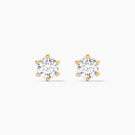 Boucles D'oreilles Puces Yléna Plaqué Or Jaune Oxyde De Zirconium - Boucles d'oreilles fantaisie Femme | Histoire d’Or