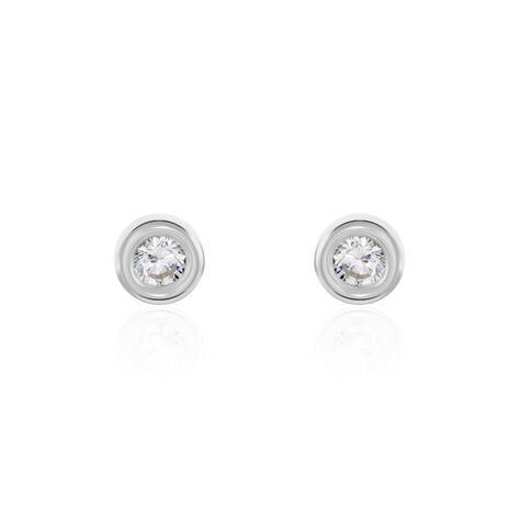 Boucles D'oreilles Puces Eden Serti Pneu Or Blanc Oxyde De Zirconium - Clous d'oreilles Femme | Histoire d’Or