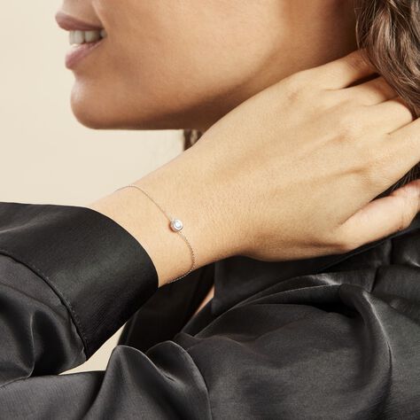 Bracelet Columbine Or Blanc Oxyde De Zirconium Blanc - Bracelets Femme | Histoire d’Or