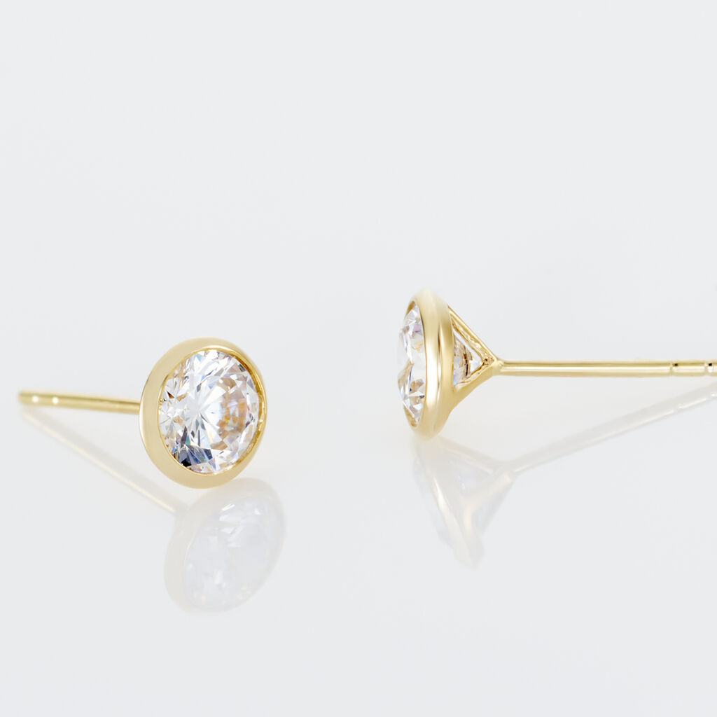 Boucles D'oreilles Puces Daria Serti Clos Or Jaune Oxyde De Zirconium - Clous d'oreilles Femme | Histoire d’Or