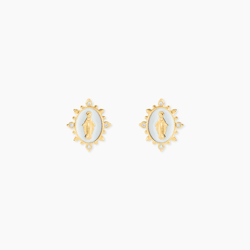 Boucles D'Oreilles Puces Fedele Argent Dor&eacute; A L'Or 750/1000 Oxyde De Zirconium - Boucles d'oreilles fantaisie Femme | Histoire d&rsquo;Or