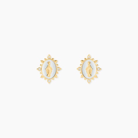 Boucles D'Oreilles Puces Fedele Argent Dor&eacute; A L'Or 750/1000 Oxyde De Zirconium - Boucles d'oreilles fantaisie Femme | Histoire d&rsquo;Or