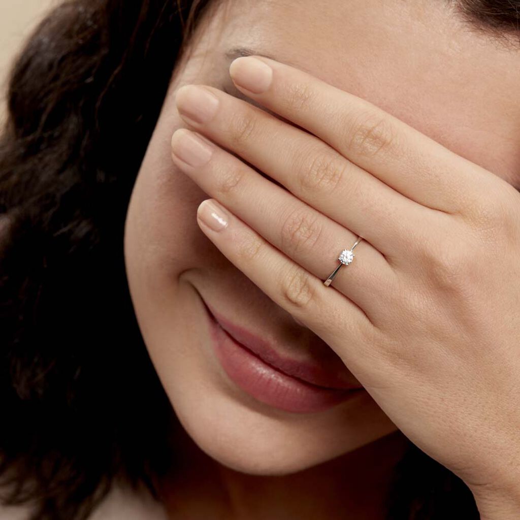 Bague Solitaire Abriel Or Blanc Oxyde De Zirconium - Bagues solitaires Femme | Histoire d’Or
