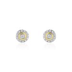 Boucles D'oreilles Puces Rosangela Or Bicolore Diamant Blanc - Clous d'oreilles Femme | Histoire d&rsquo;Or