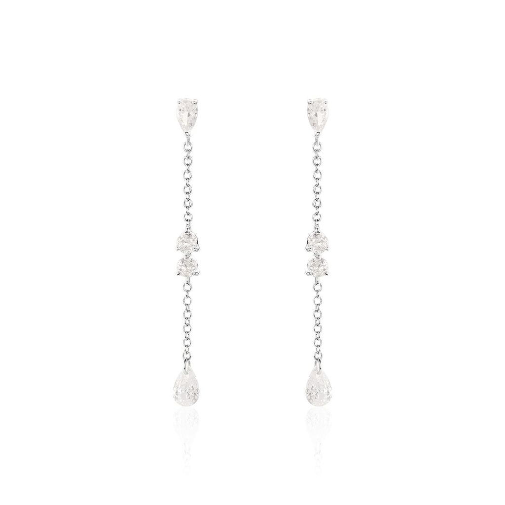 Boucles D'oreilles Pendantes Kelan Argent Blanc Oxyde De Zirconium - Boucles d'oreilles fantaisie Femme | Histoire d’Or