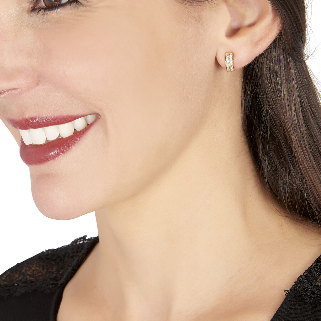 Boucles D'oreilles Jacobee Rondes Or Jaune Oxyde De Zirconium - Boucles d'oreilles créoles Femme | Histoire d’Or