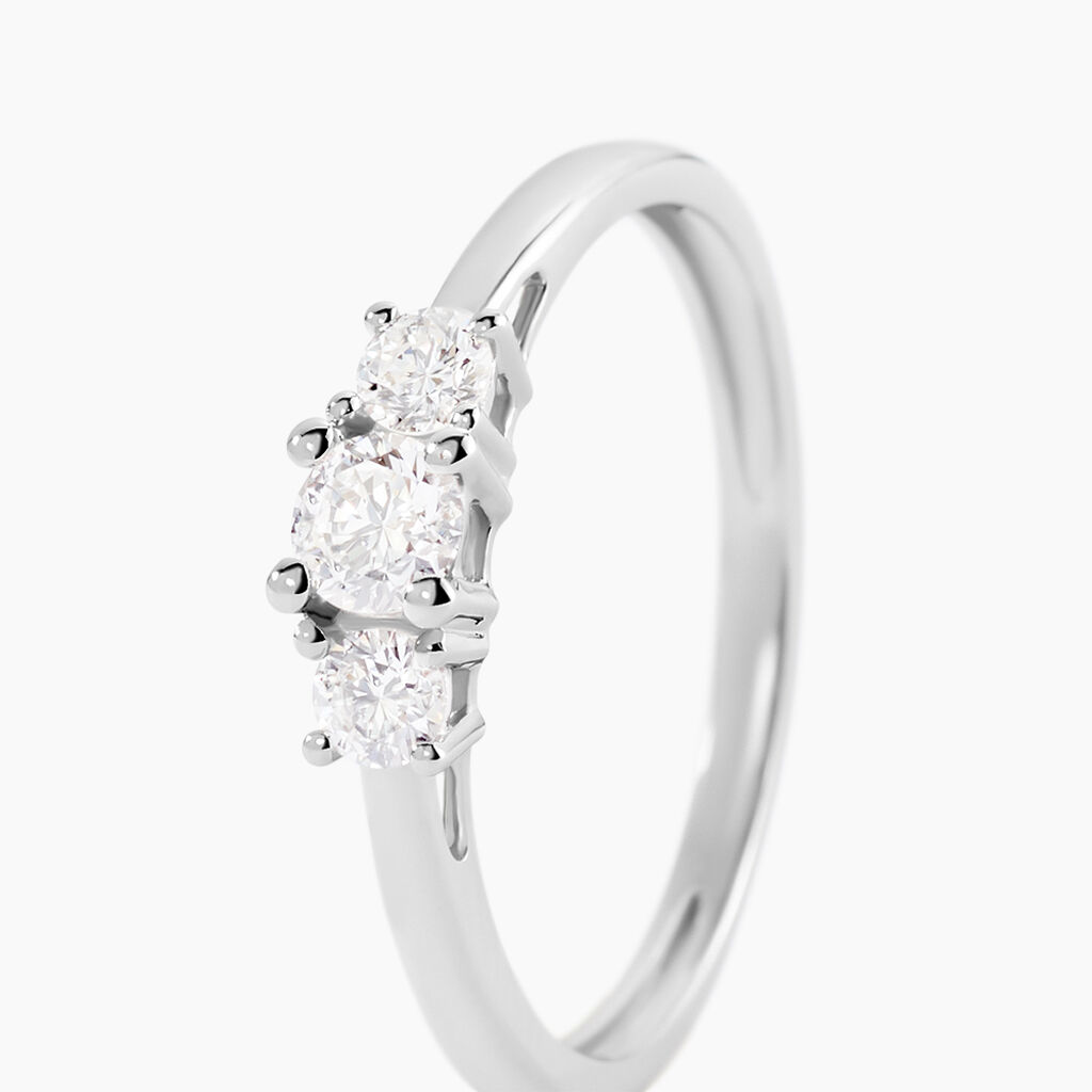 Bague Or Blanc Neely Diamants Synth&eacute;tiques - Bagues solitaires Femme | Histoire d&rsquo;Or