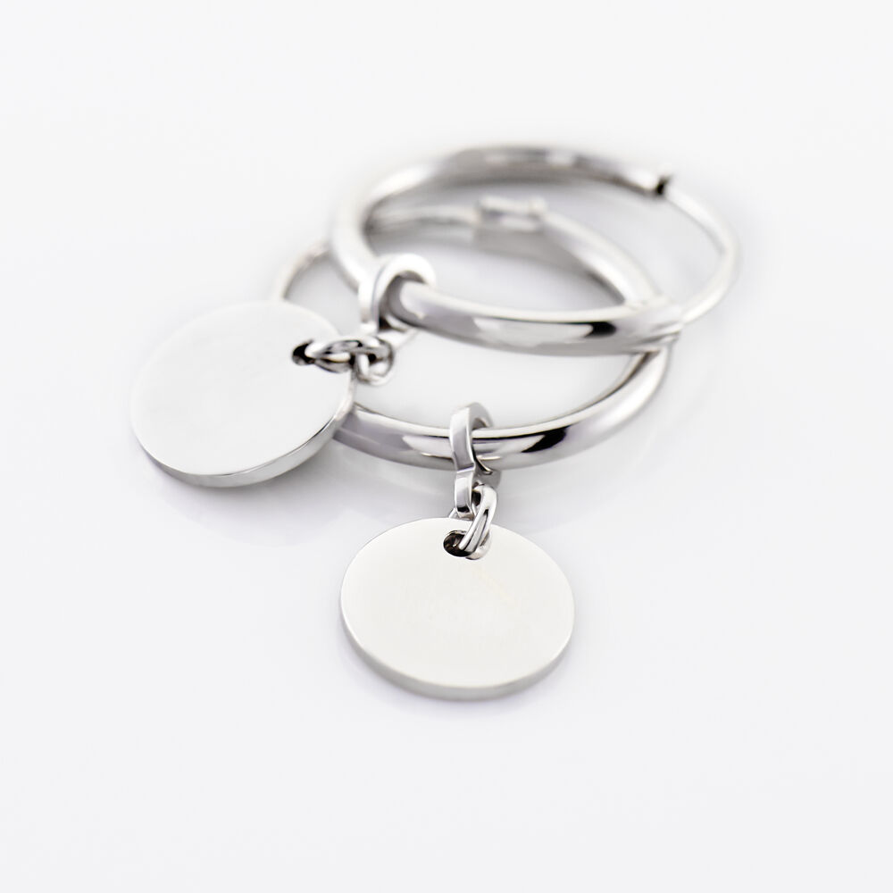 Boucles D'oreilles Créoles Ornées D'un Cacatoès - Émail Blanc, Plaqué Or, Jamais Portées