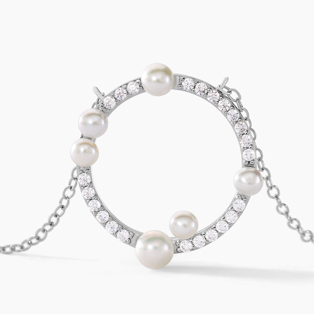 Collier Lua Argent Blanc Oxyde De Zirconium Perle De Culture - Colliers fantaisie Femme | Histoire d&rsquo;Or