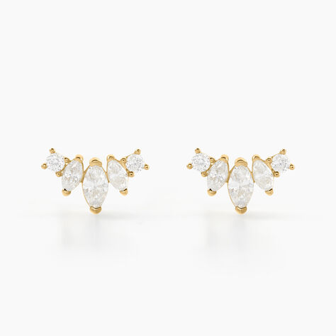 Boucles D'oreilles Puces Earnestine Or Jaune Oxyde De Zirconium - Clous d'oreilles Femme | Histoire d’Or