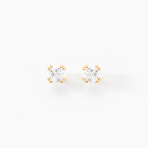 Boucles D'oreilles Puces Doreen Or Jaune Oxyde De Zirconium - Clous d'oreilles Famille | Histoire d’Or