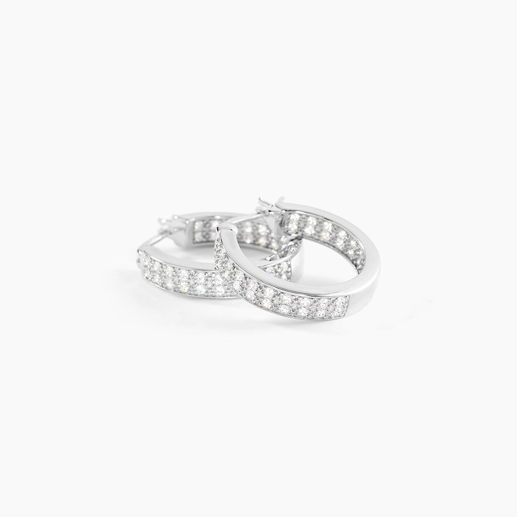 Créoles Argent Blanc Menelas Oxydes De Zirconium - Boucles d'oreilles créoles Femme | Histoire d’Or