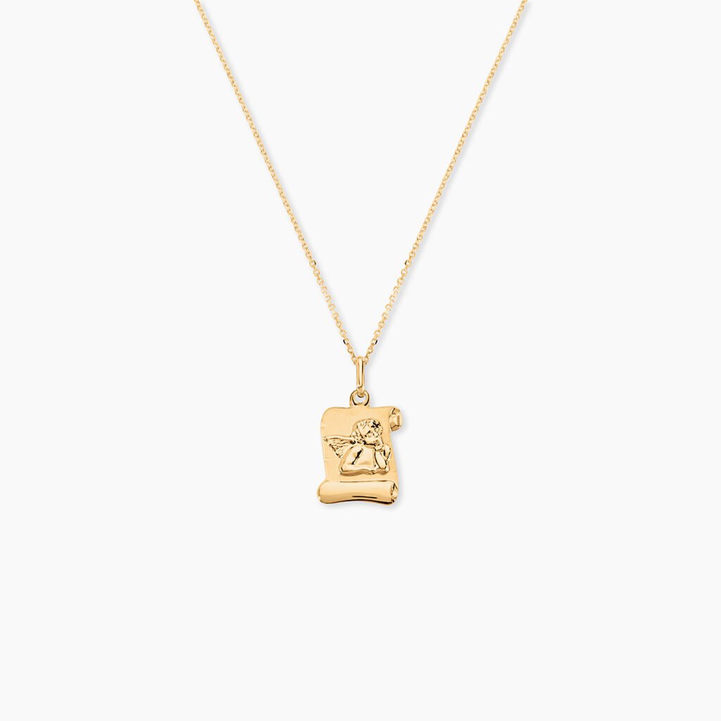 Pendentif Ange Parchemin Or Jaune - Pendentifs Baptême Famille | Histoire d’Or