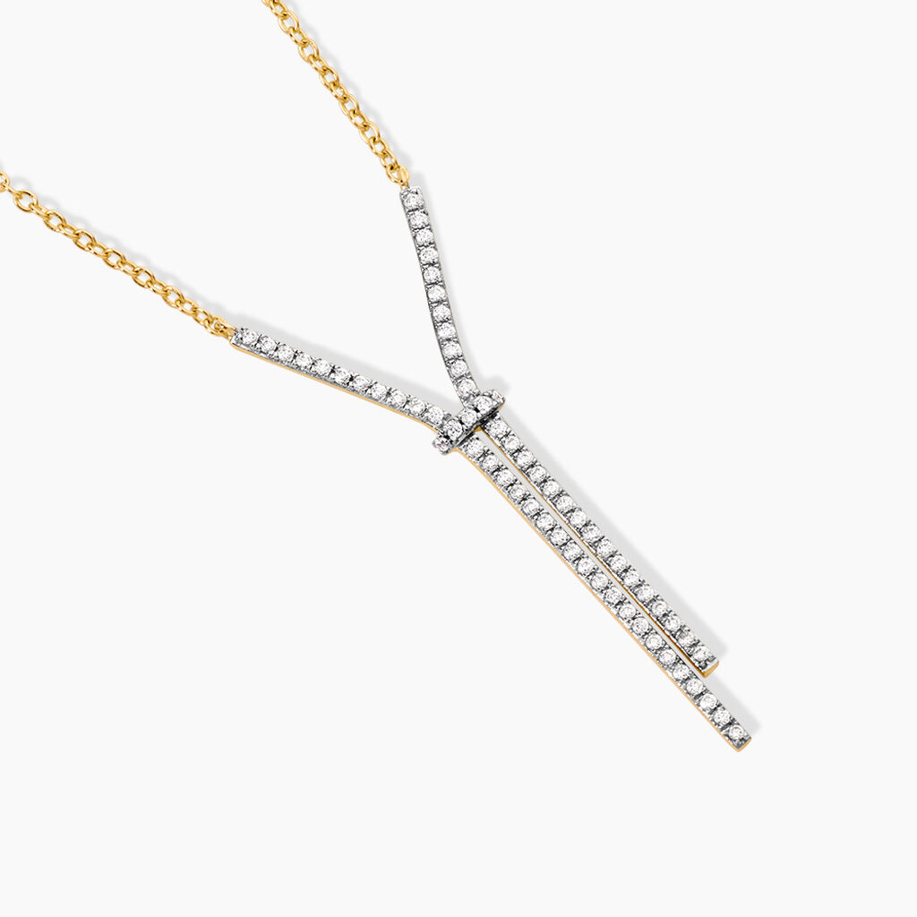 Collier Gwalduz Argent Dor&eacute; A L'Or 750/1000 Oxyde De Zirconium - Colliers Femme | Histoire d&rsquo;Or