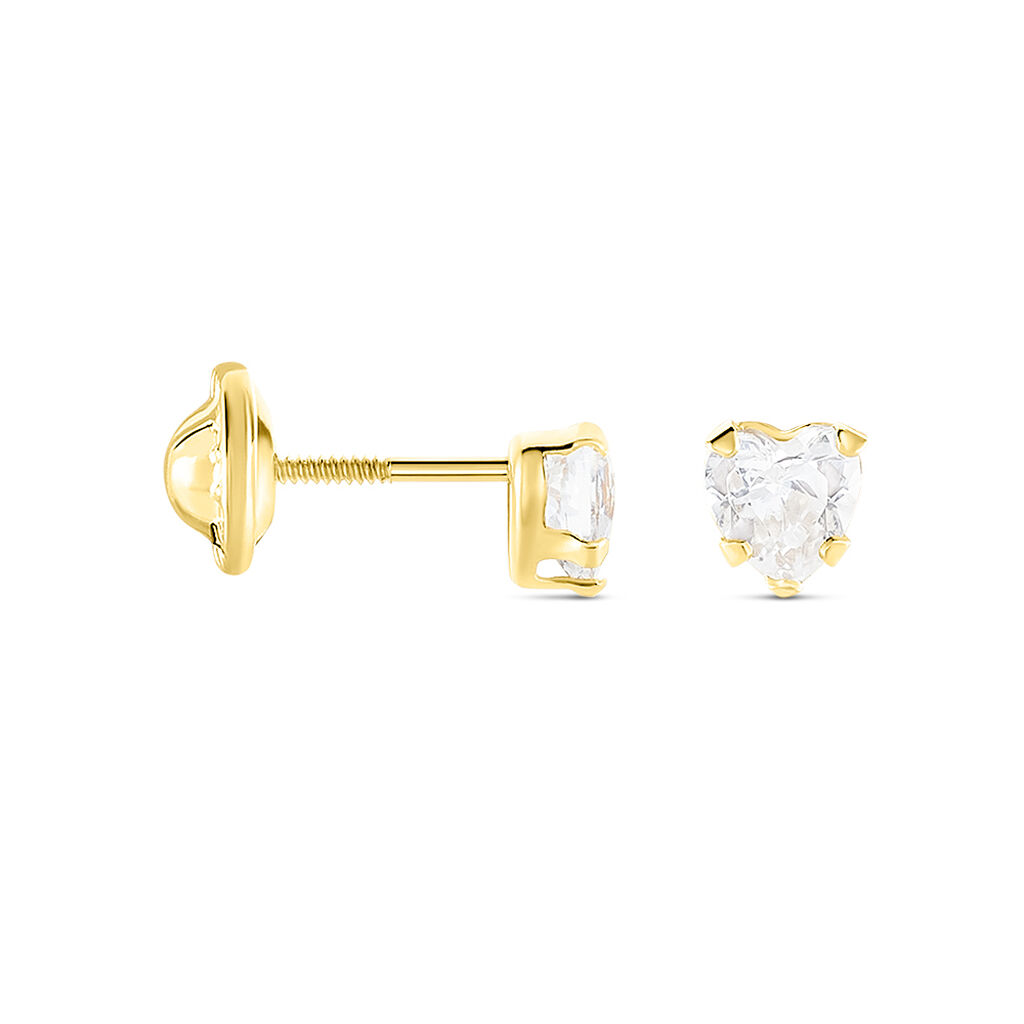 Boucles D'oreilles Puces Leidi Or Jaune Oxyde De Zirconium - Clous d'oreilles Famille | Histoire d’Or