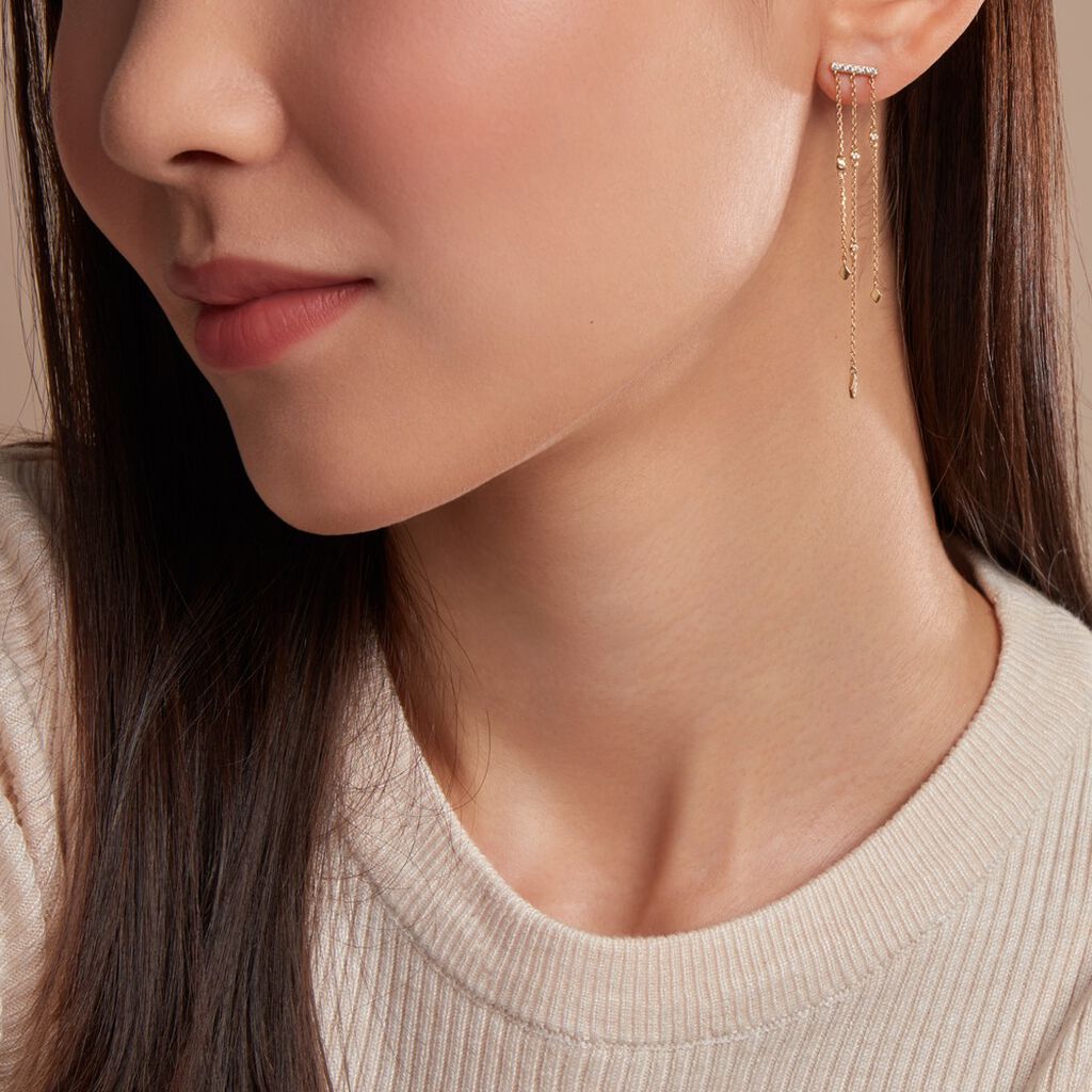 Boucles D'oreilles Pendantes Eclat D'etoile Or Jaune Oxyde - Boucles d'oreilles pendantes Femme | Histoire d’Or