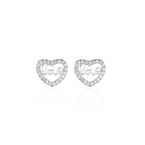 Boucles D'oreilles Puces Delicata Argent Blanc Oxyde De Zirconium - Boucles d'oreilles fantaisie Femme | Histoire d&rsquo;Or