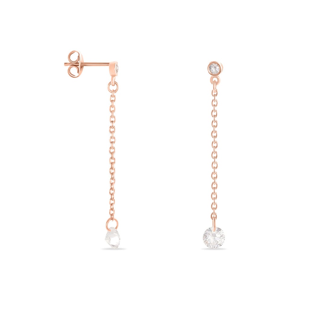 Boucles D'oreilles Pendantes Constantin Argent Rose Oxyde De Zirconium - Boucles d'oreilles fantaisie Femme | Histoire d&rsquo;Or