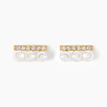 Boucles D'oreilles Puces Or Jaune Patxi Perles Oxydes - Clous d'oreilles Femme | Histoire d&rsquo;Or