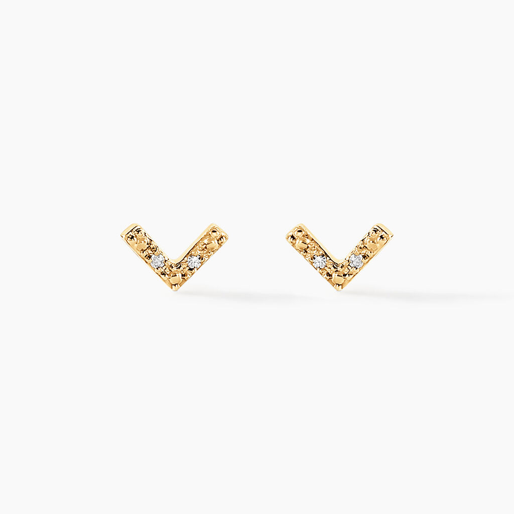 Boucles D'oreilles Puces Undine Or Jaune Diamant - Clous d'oreilles Femme | Histoire d’Or