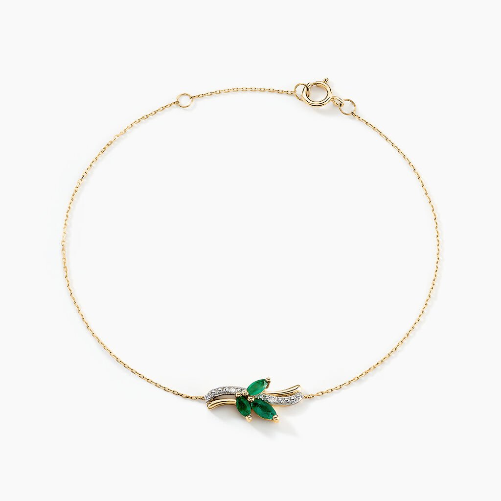 Bracelet Angie Or Jaune Emeraude Diamant - Bracelets Femme | Histoire d’Or