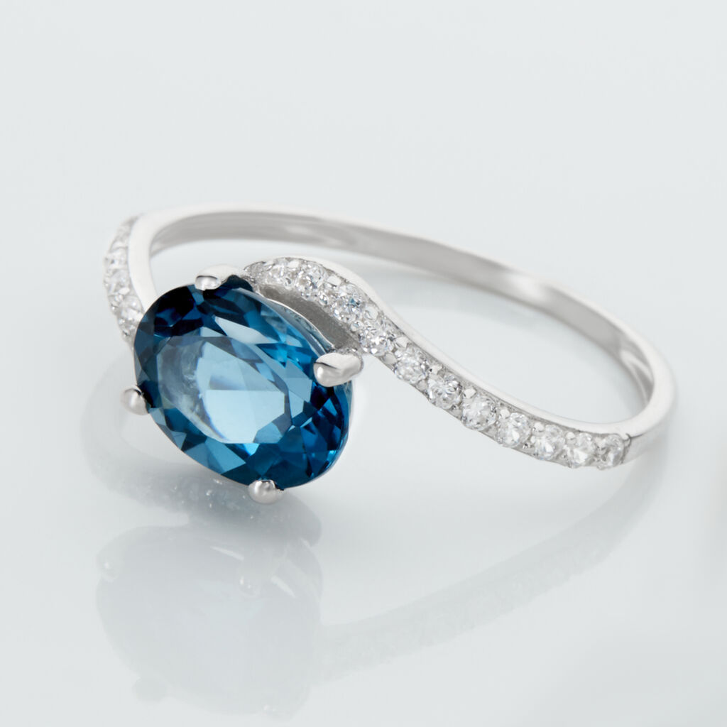 Bague Or Blanc Erwin Topaze Oxydes De Zirconium - Bagues solitaires Femme | Histoire d’Or