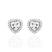 Boucles D'oreilles Puces Calvi Argent Blanc Oxyde De Zirconium