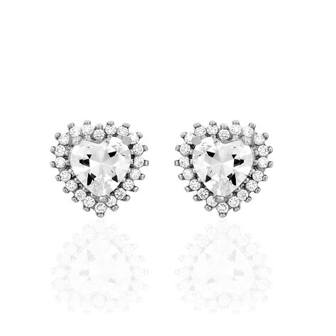 Boucles D'oreilles Puces Calvi Argent Blanc Oxyde De Zirconium - Boucles d'oreilles fantaisie Femme | Histoire d’Or