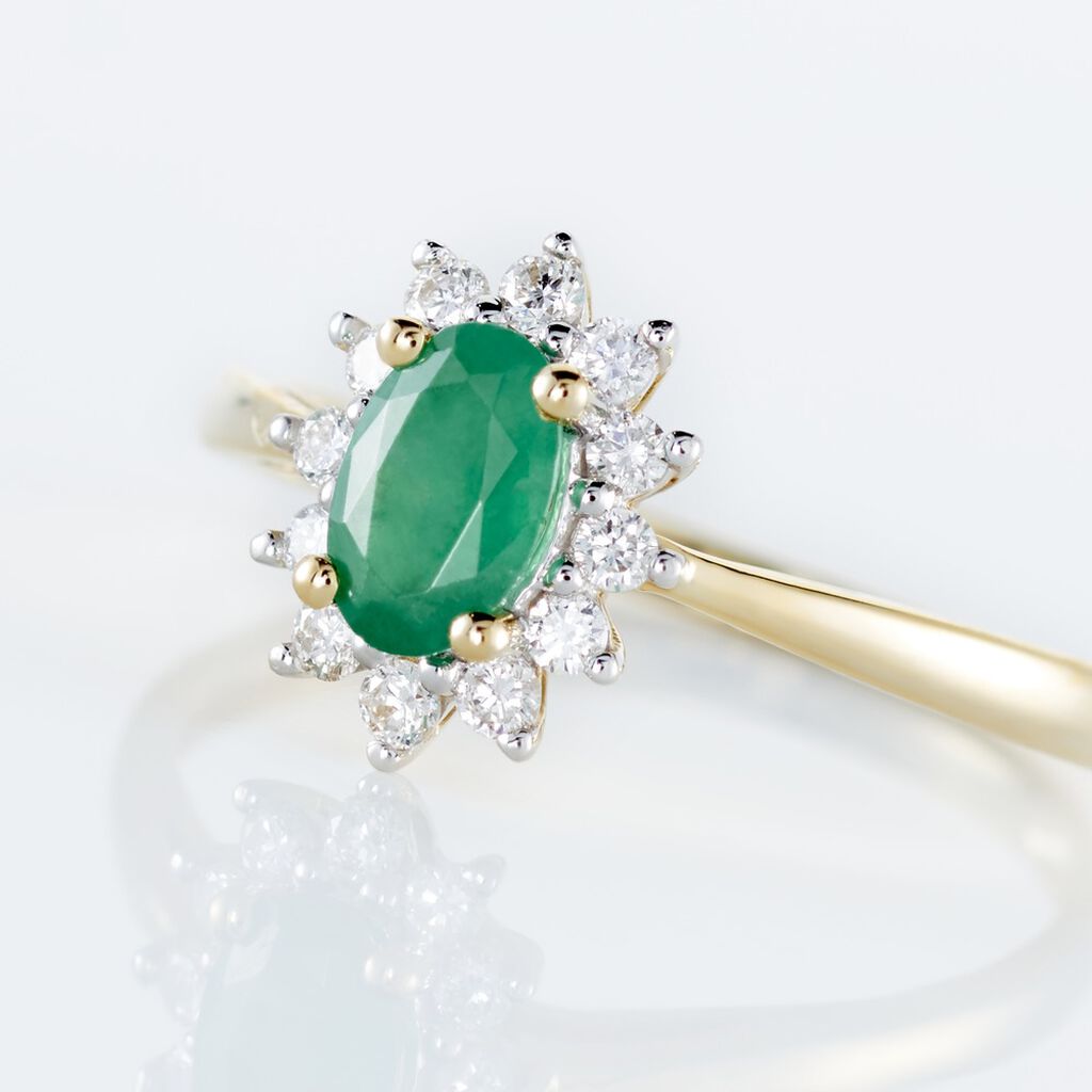 Bague Vladimir Or Jaune  Emeraude Diamants - Bagues solitaires Femme | Histoire d’Or