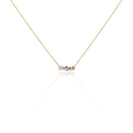 Collier Ikaia Plaqué Or Jaune Aqua Marine Synthétique Oxyde - Colliers Femme | Histoire d’Or