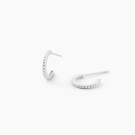 Créoles Or Blanc Brodie Oxyde De Zirconium - Boucles d'oreilles créoles Femme | Histoire d’Or