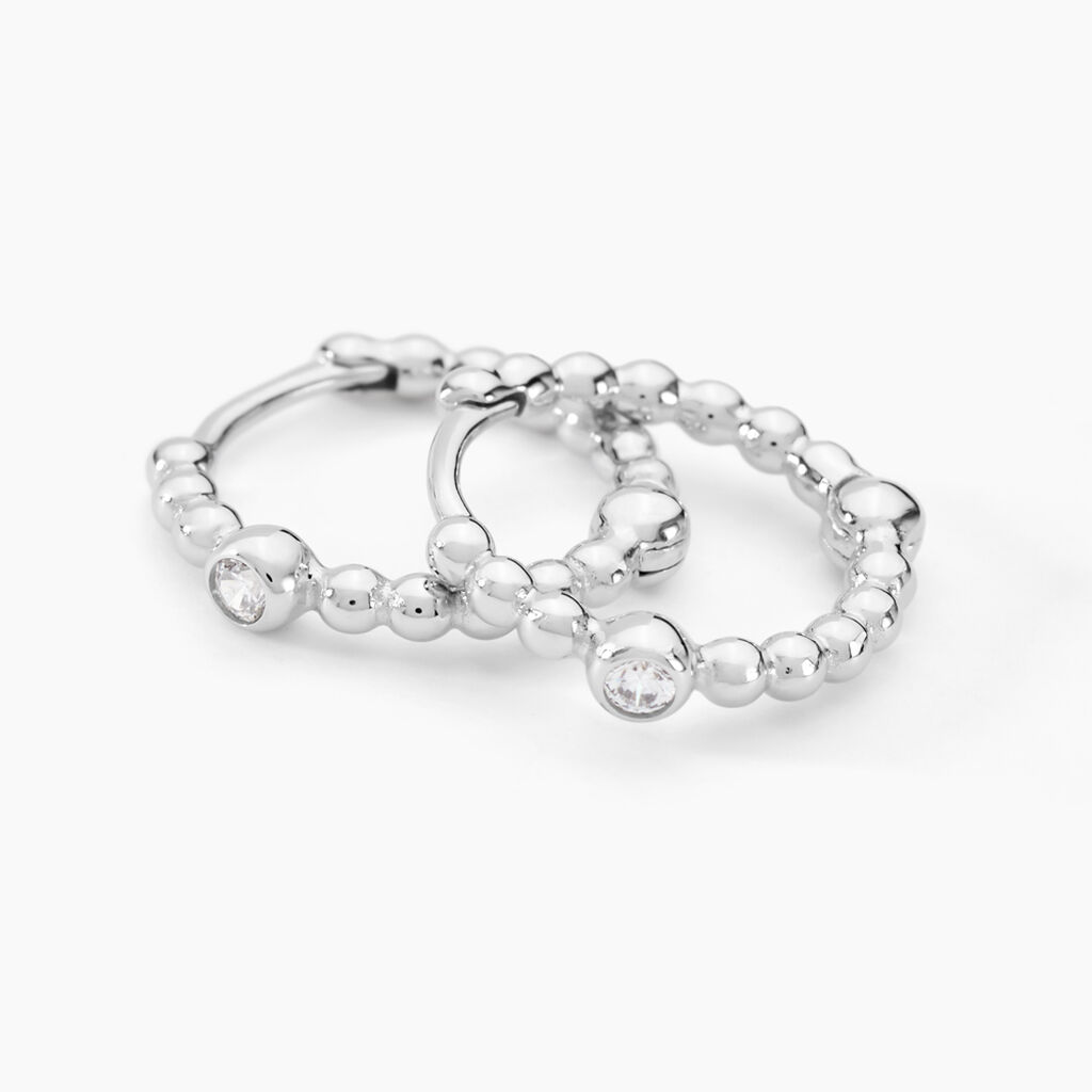 Créoles Salana Argent Blanc Oxyde De Zirconium - Boucles d'oreilles créoles Femme | Histoire d’Or