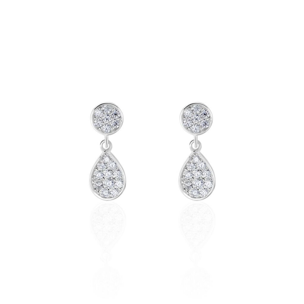Boucles D'oreilles Pendantes Aletha Argent Blanc Oxyde De Zirconium - Boucles d'oreilles fantaisie Femme | Histoire d&rsquo;Or