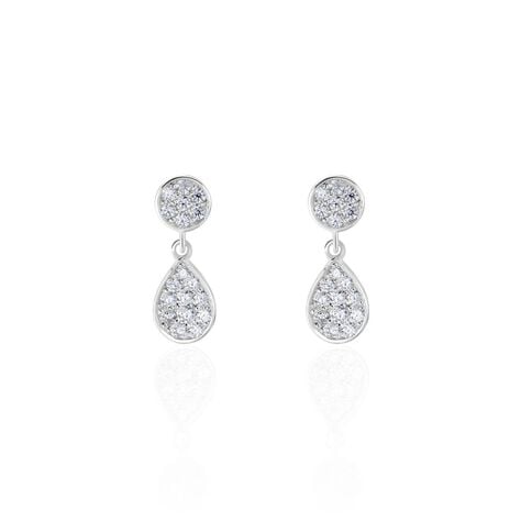 Boucles D'oreilles Pendantes Aletha Argent Blanc Oxyde De Zirconium - Boucles d'oreilles fantaisie Femme | Histoire d&rsquo;Or