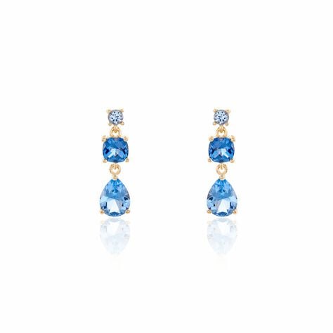 Boucles D'oreilles Pendantes Huffie Plaqu&eacute; Or Jaune Pierre D'imitation - Boucles d'oreilles pendantes Femme | Histoire d&rsquo;Or