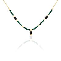 Collier Attila Acier Doré Onyx Spinelle