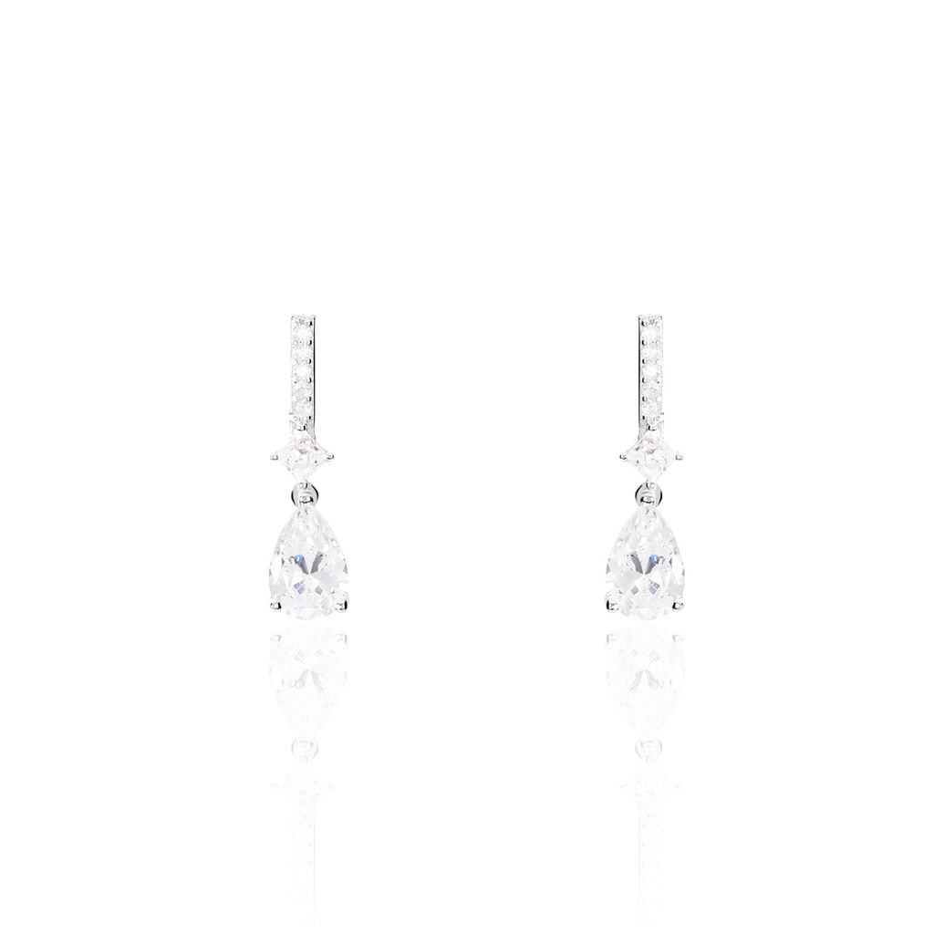 Boucles D'oreilles Pendantes Eowyn Argent Blanc Oxyde De Zirconium - Boucles d'oreilles fantaisie Femme | Histoire d&rsquo;Or