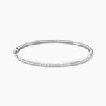 Bracelet Jonc Posie Or Blanc Diamant - Bracelets joncs Femme | Histoire d&rsquo;Or