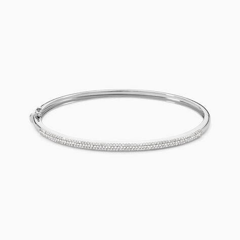 Bracelet Jonc Posie Or Blanc Diamant - Bracelets joncs Femme | Histoire d&rsquo;Or