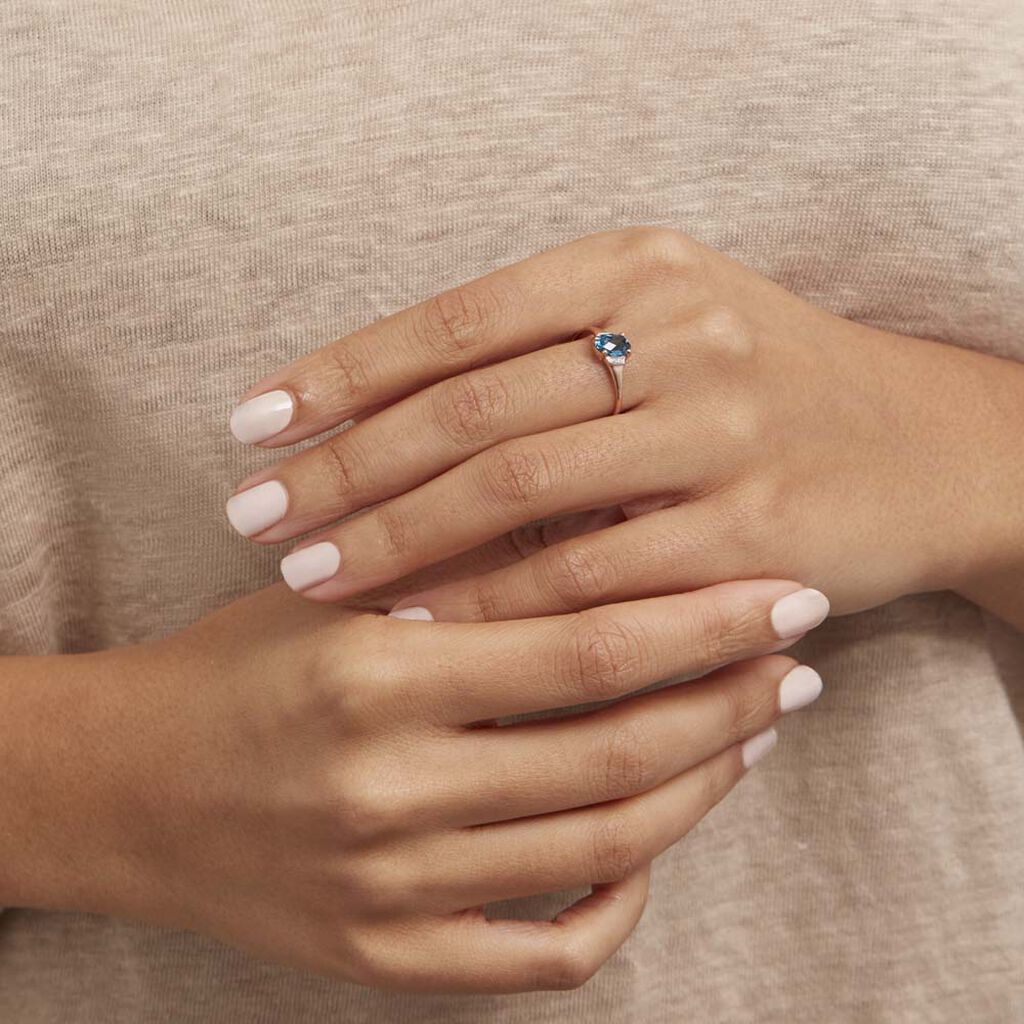Bague Mathilde Or Rose Topaze Et Oxyde De Zirconium - Bagues solitaires Femme | Histoire d’Or