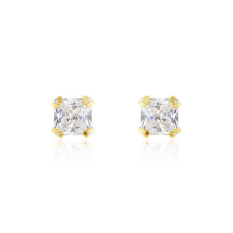 Boucles D'oreilles Puces Or Jaune Doreen Oxydes De Zirconium - Clous d'oreilles Famille | Histoire d&rsquo;Or