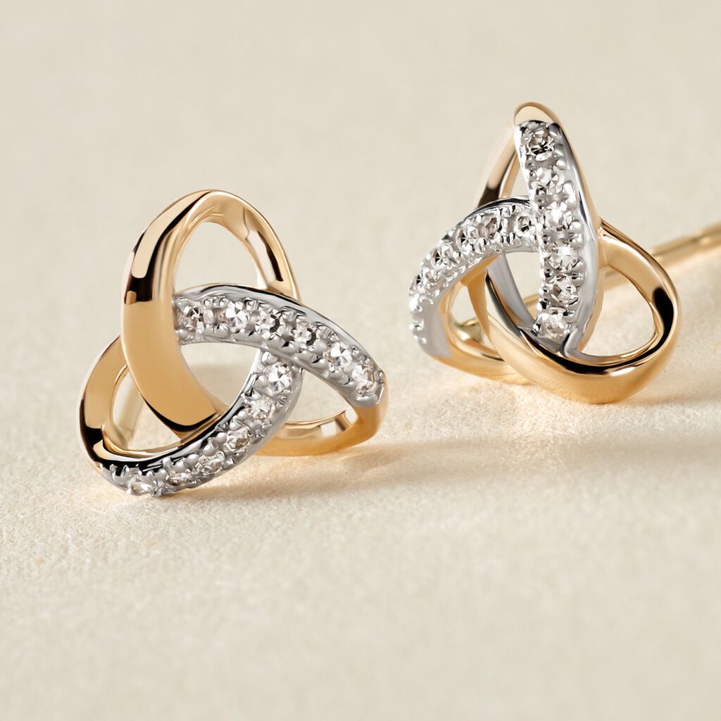 Boucles D'oreilles Puces Constellation Or Jaune Diamant - Clous d'oreilles Femme | Histoire d&rsquo;Or